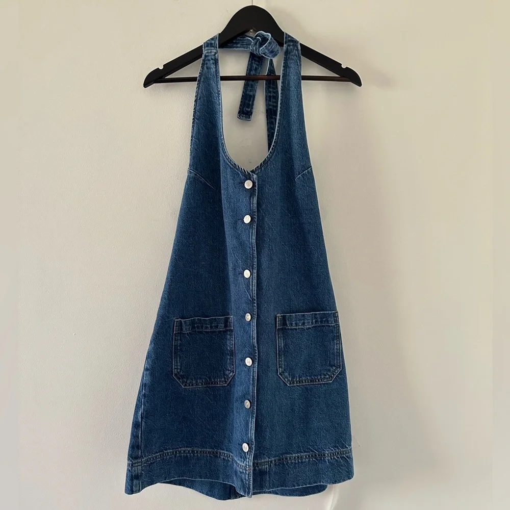 NWT Reformation Brittany Halter Denim  Dress - Picture 15 of 15